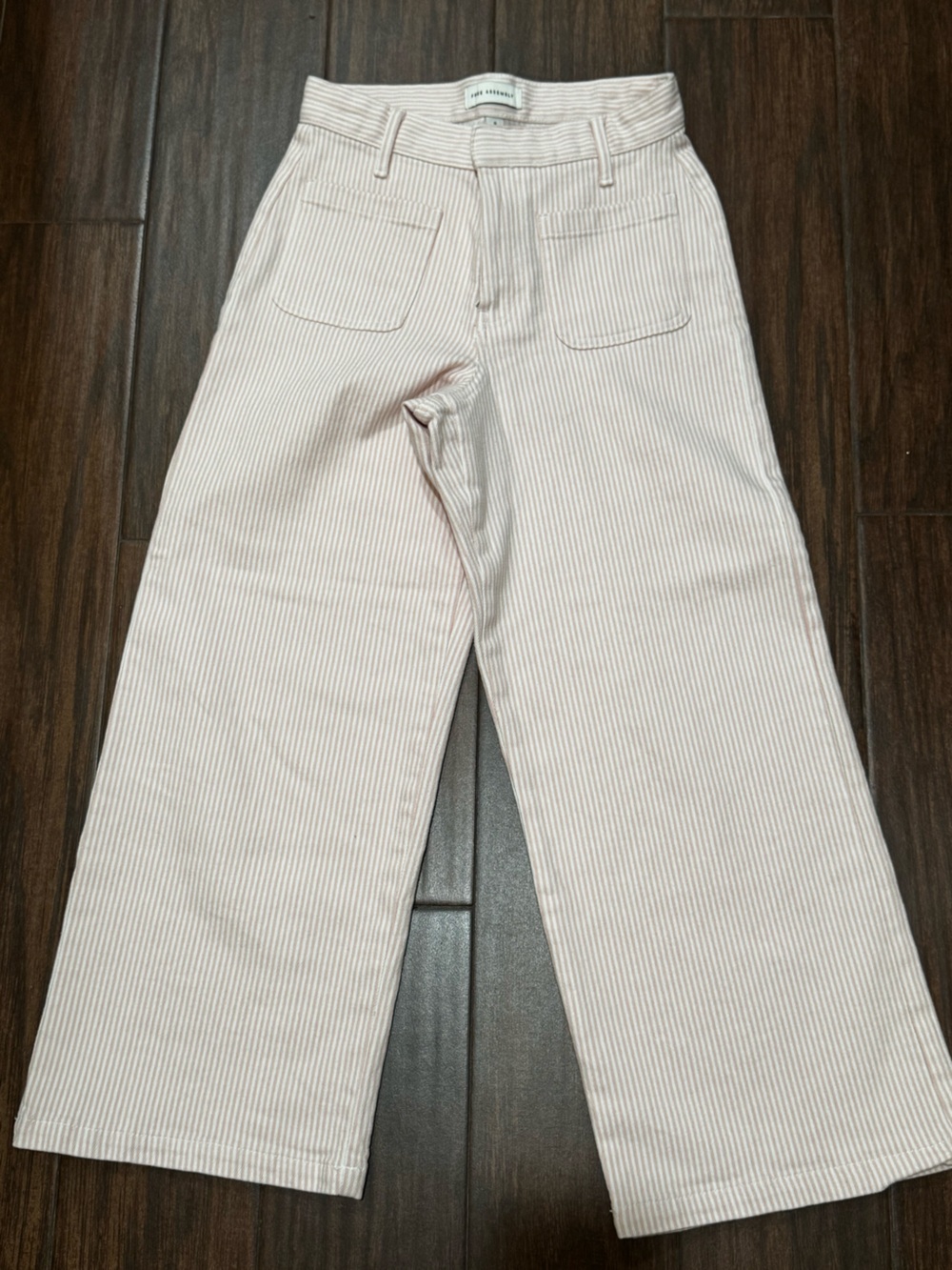 No Boundaries Pink and White Striped Wide-Leg Pants